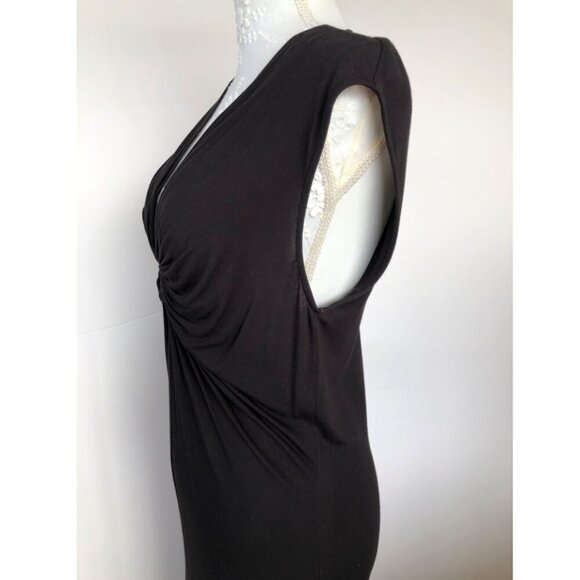 MICHAEL Michael Kors Sleeveless Center Front Ruched Rayon Black Midi Dress S/P - Picture 4 of 15